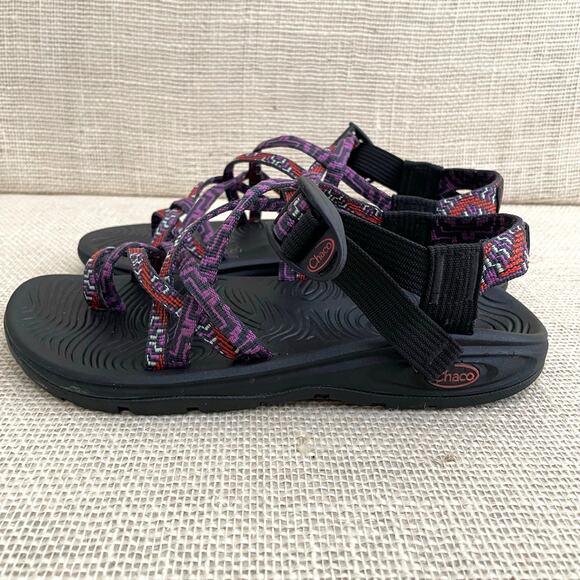 Chacos Boulder Z2 Purple Red Black Sandals, Hikers, Adjustable, Women's 8 - Picture 5 of 7